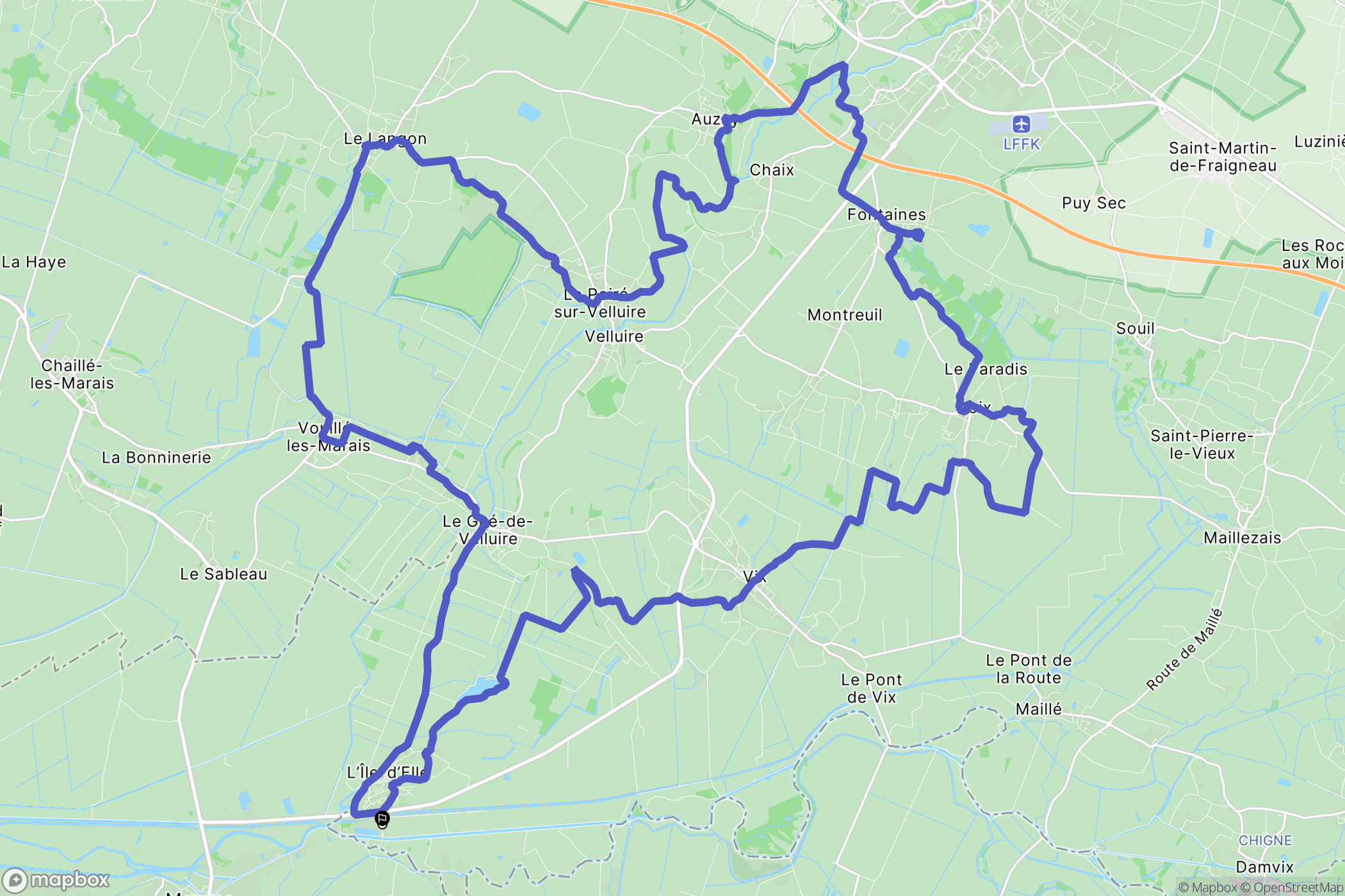 L'Île-d'Elle : carte du parcours de randonnée - France