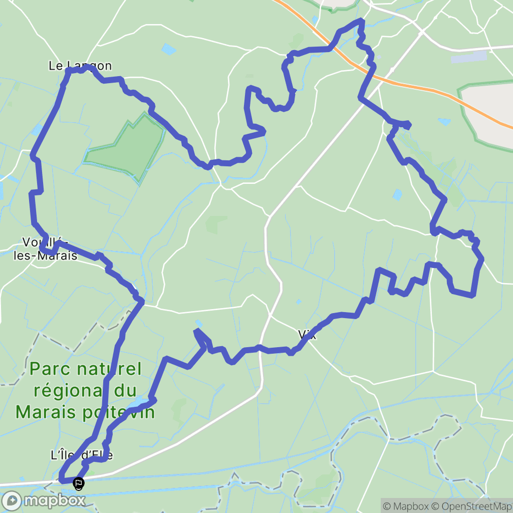 L'Île-d'Elle : carte du parcours de randonnée - France