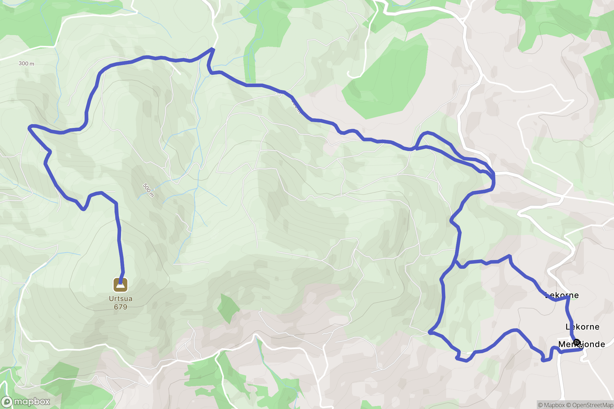 Mendionde : carte du parcours de randonnée - France