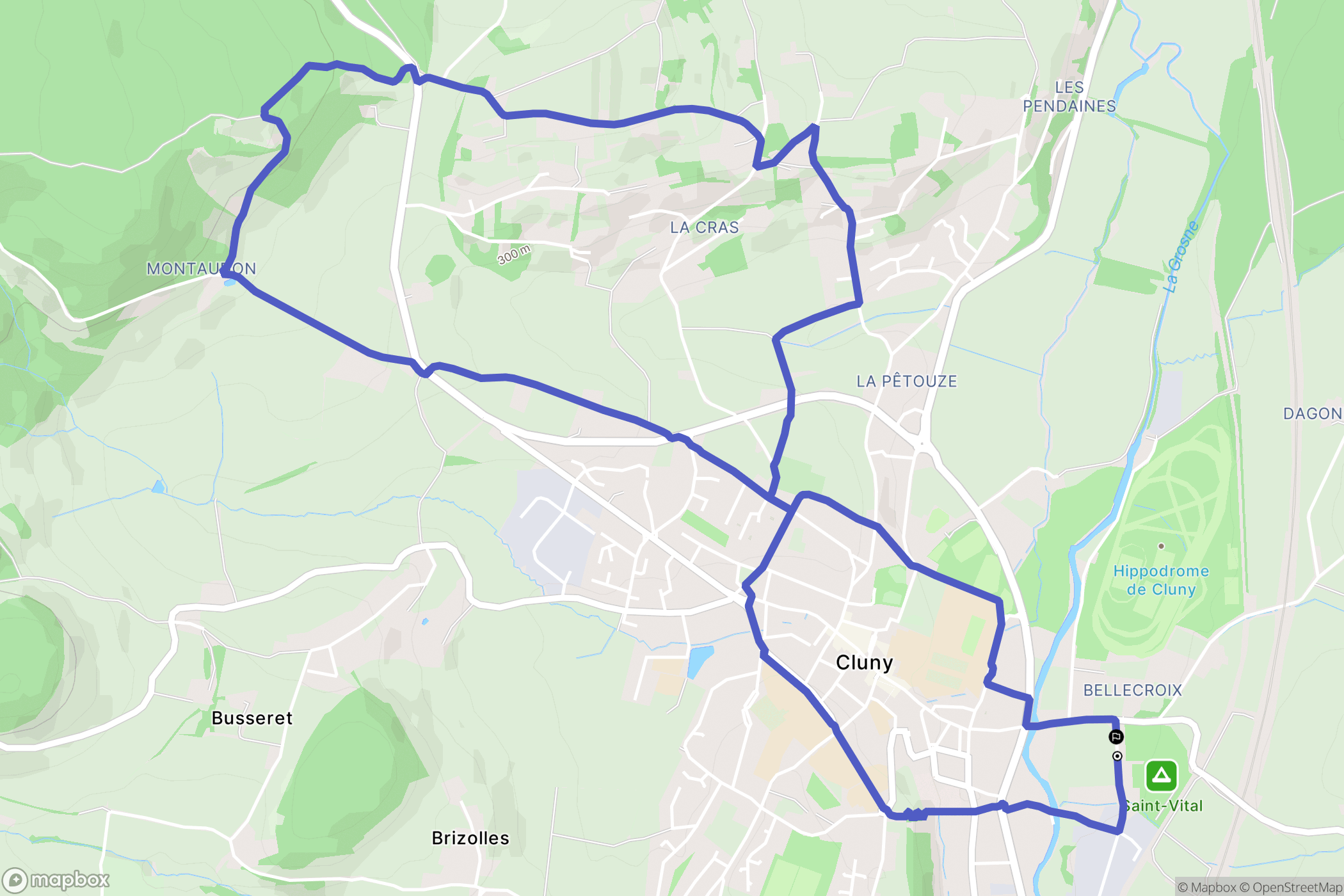 Cluny : carte du parcours de randonnée - France