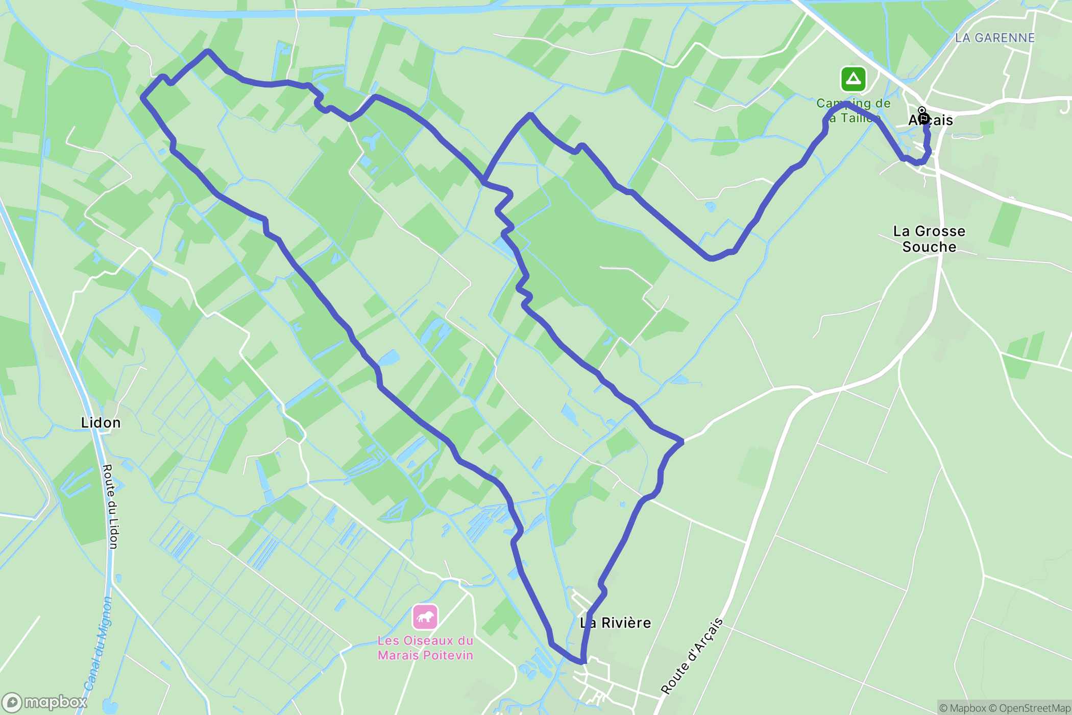 Arçais : carte du parcours de randonnée - France