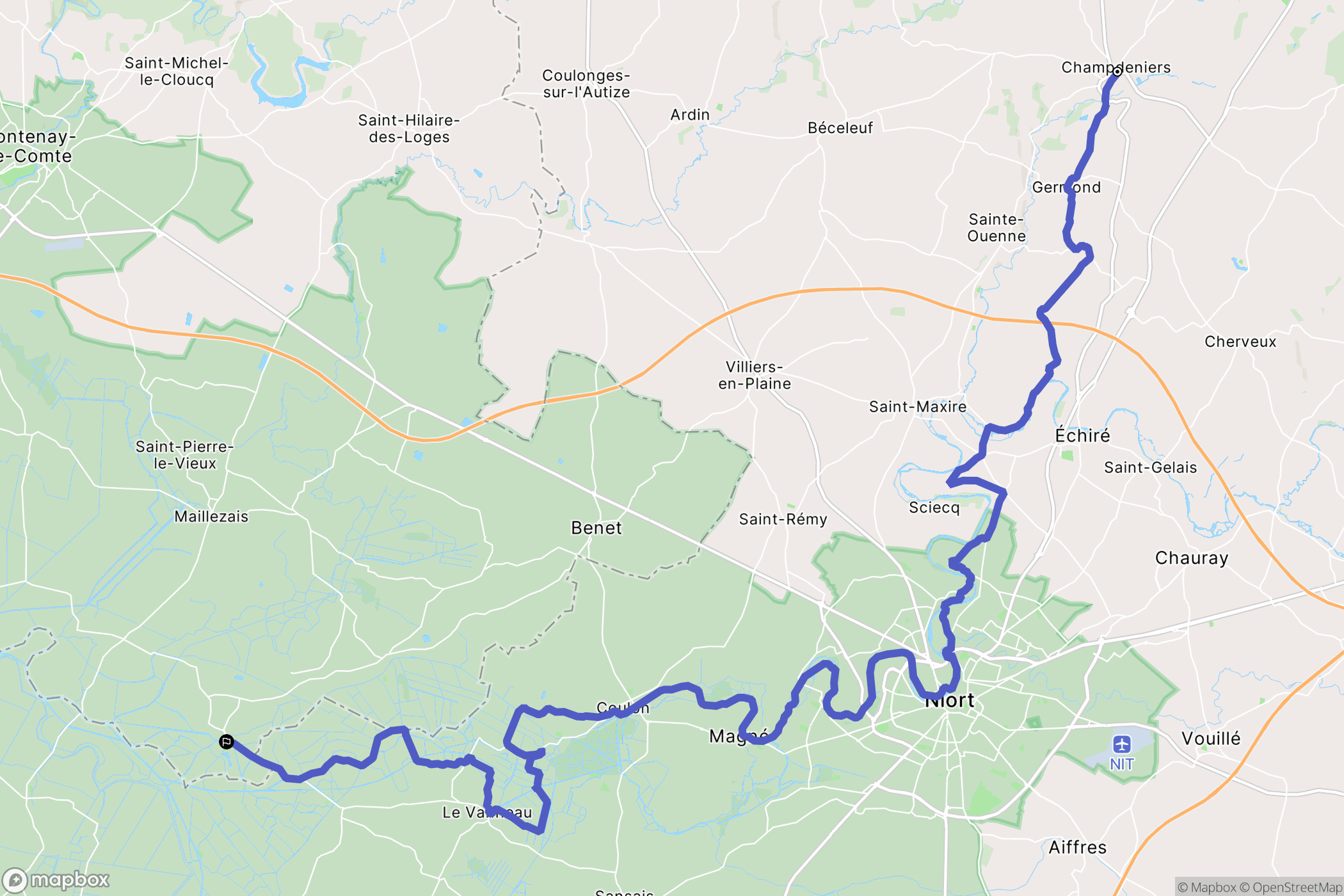 Champdeniers : carte du parcours de randonnée - France
