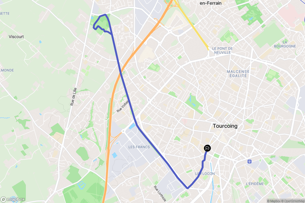 Tourcoing : carte du parcours de randonnée - France