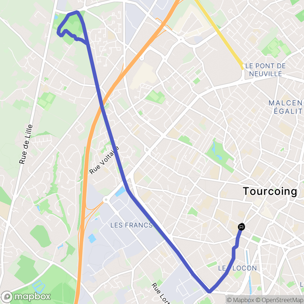 Tourcoing : carte du parcours de randonnée - France