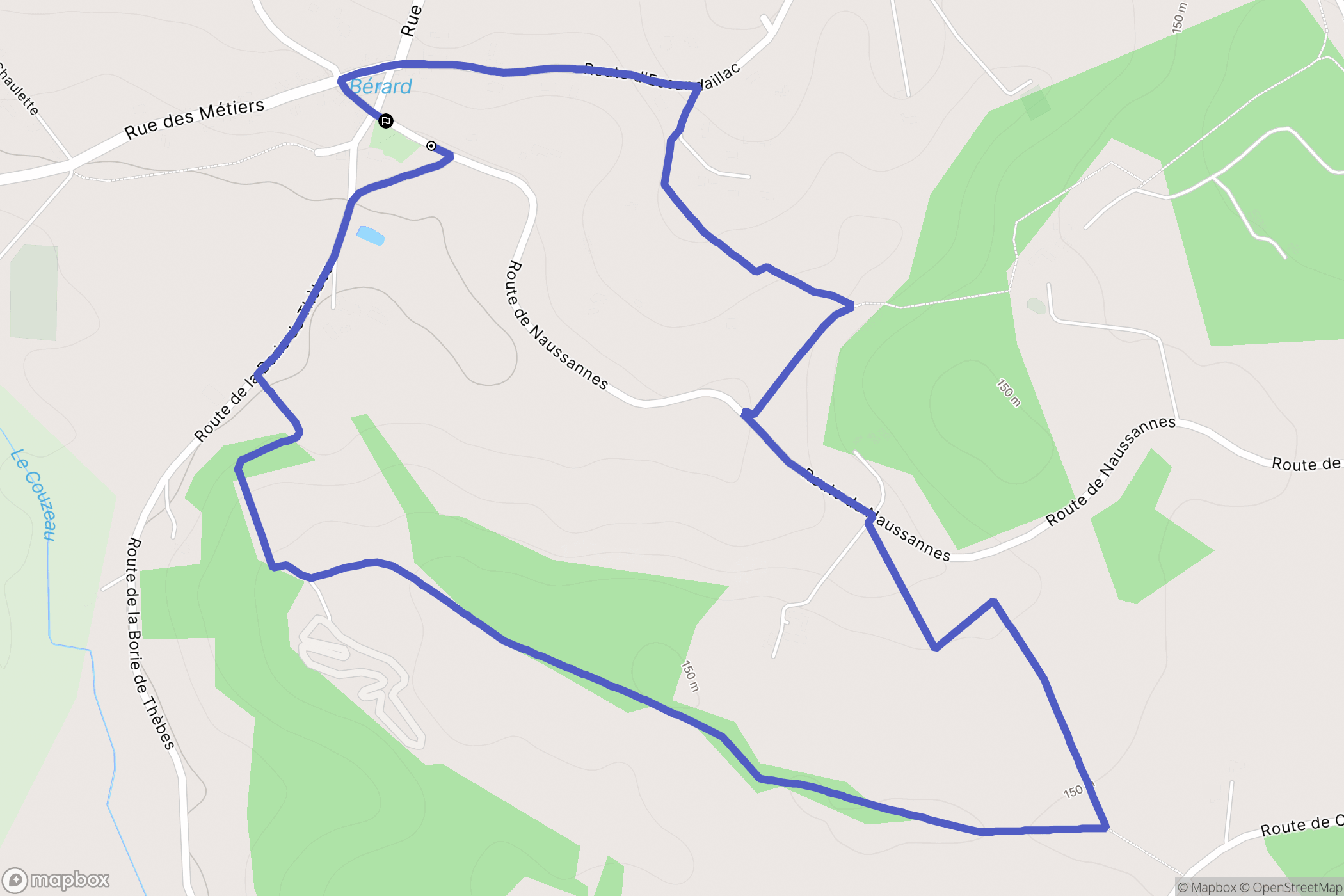 Monsac : carte du parcours de randonnée - France