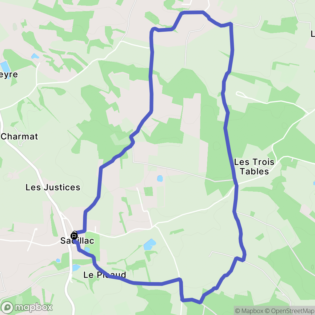 Sadillac : carte du parcours de randonnée - France