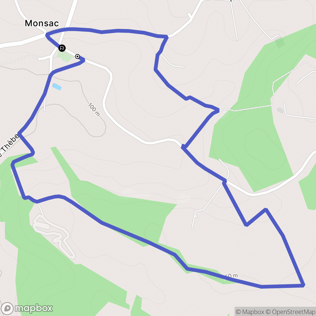 Monsac : carte du parcours de randonnée - France