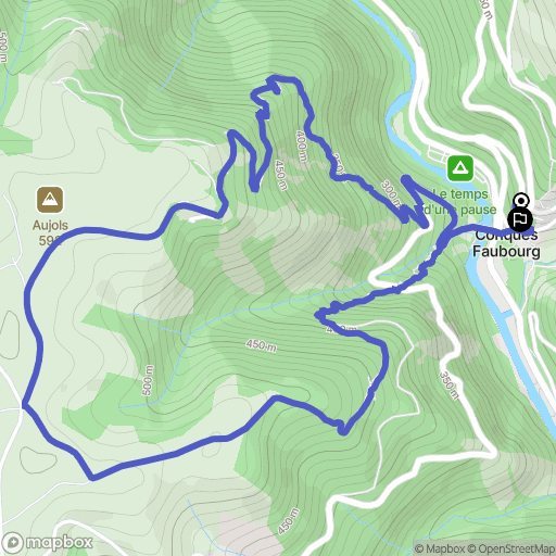 Conques-en-Rouergue : carte du parcours de randonnée - France