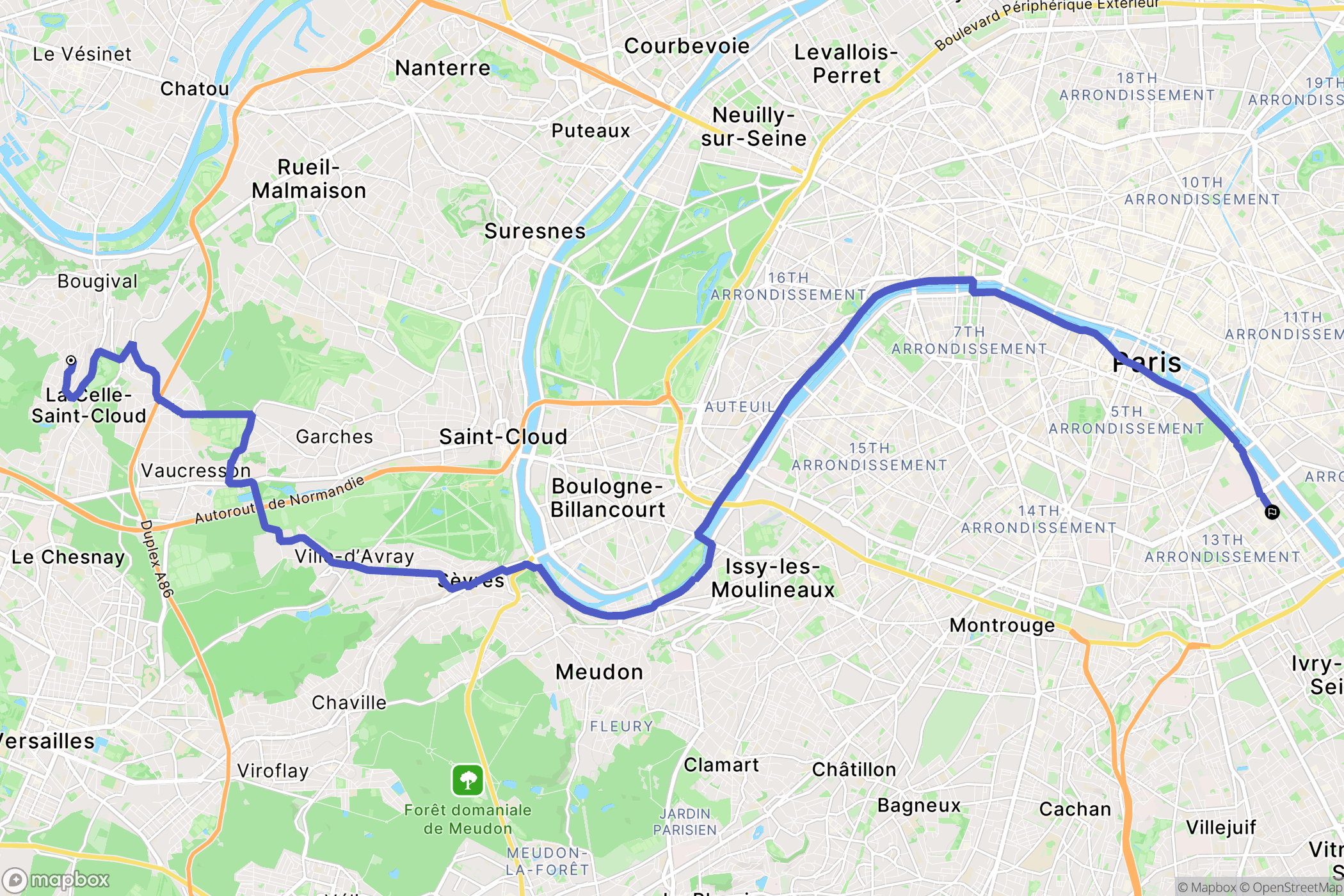 La Celle-Saint-Cloud : carte du parcours de randonnée - France