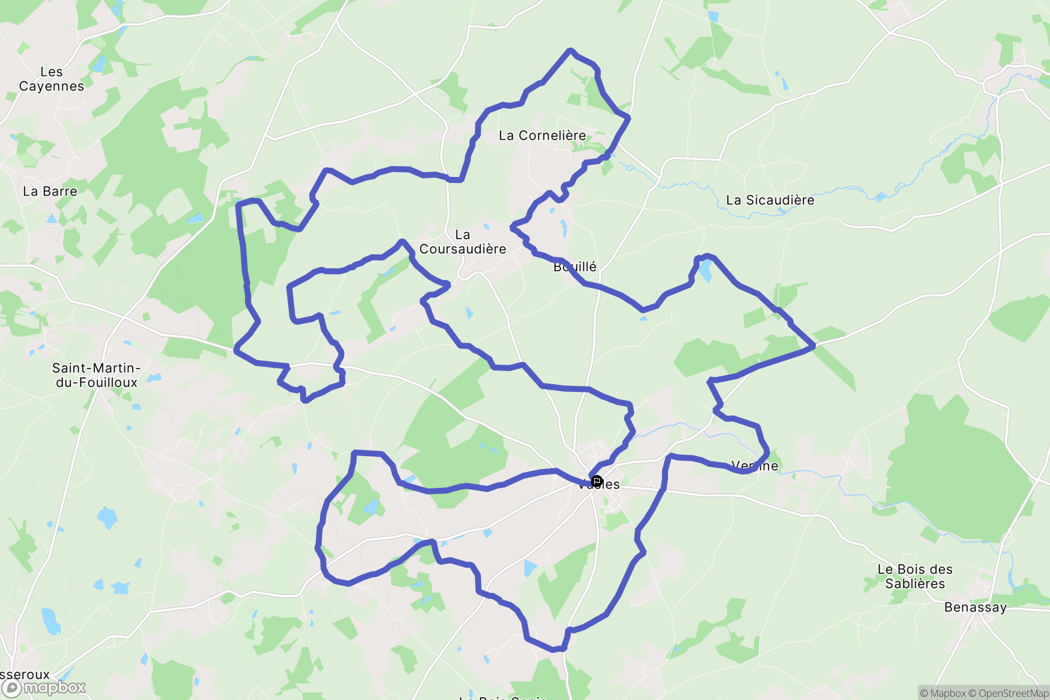 Vasles : carte du parcours de randonnée - France