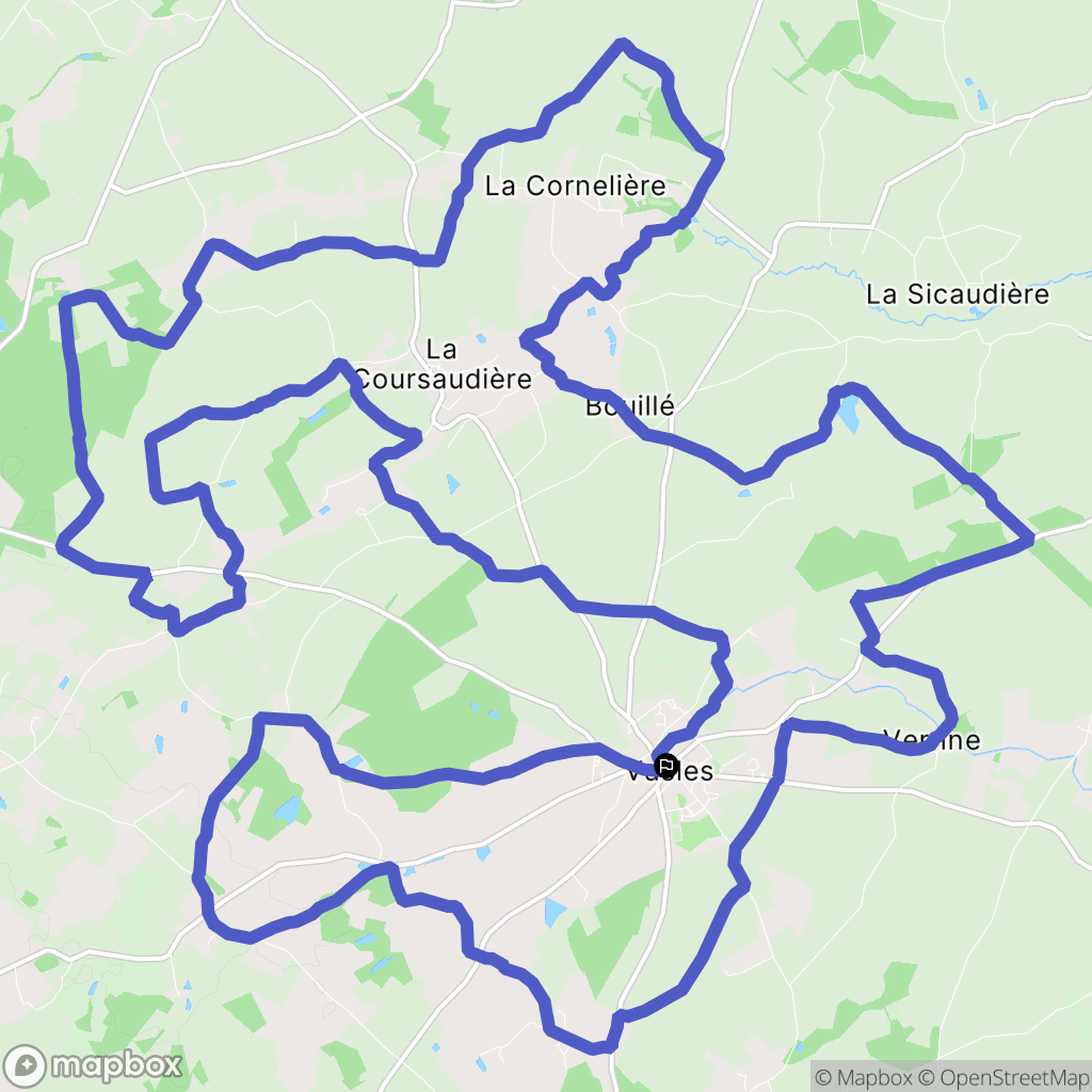 Vasles : carte du parcours de randonnée - France