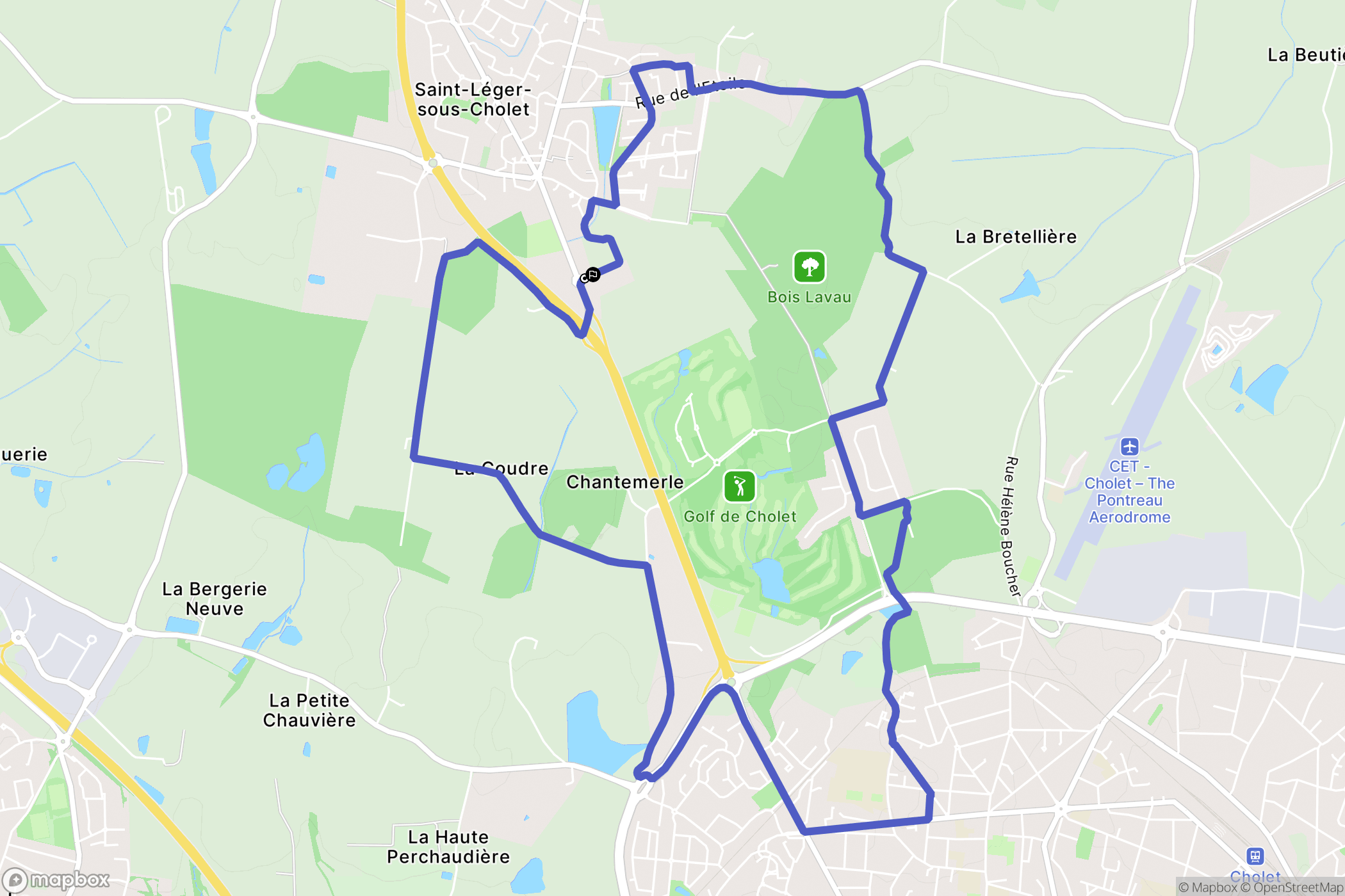 Saint-Léger-sous-Cholet : carte du parcours de randonnée - France
