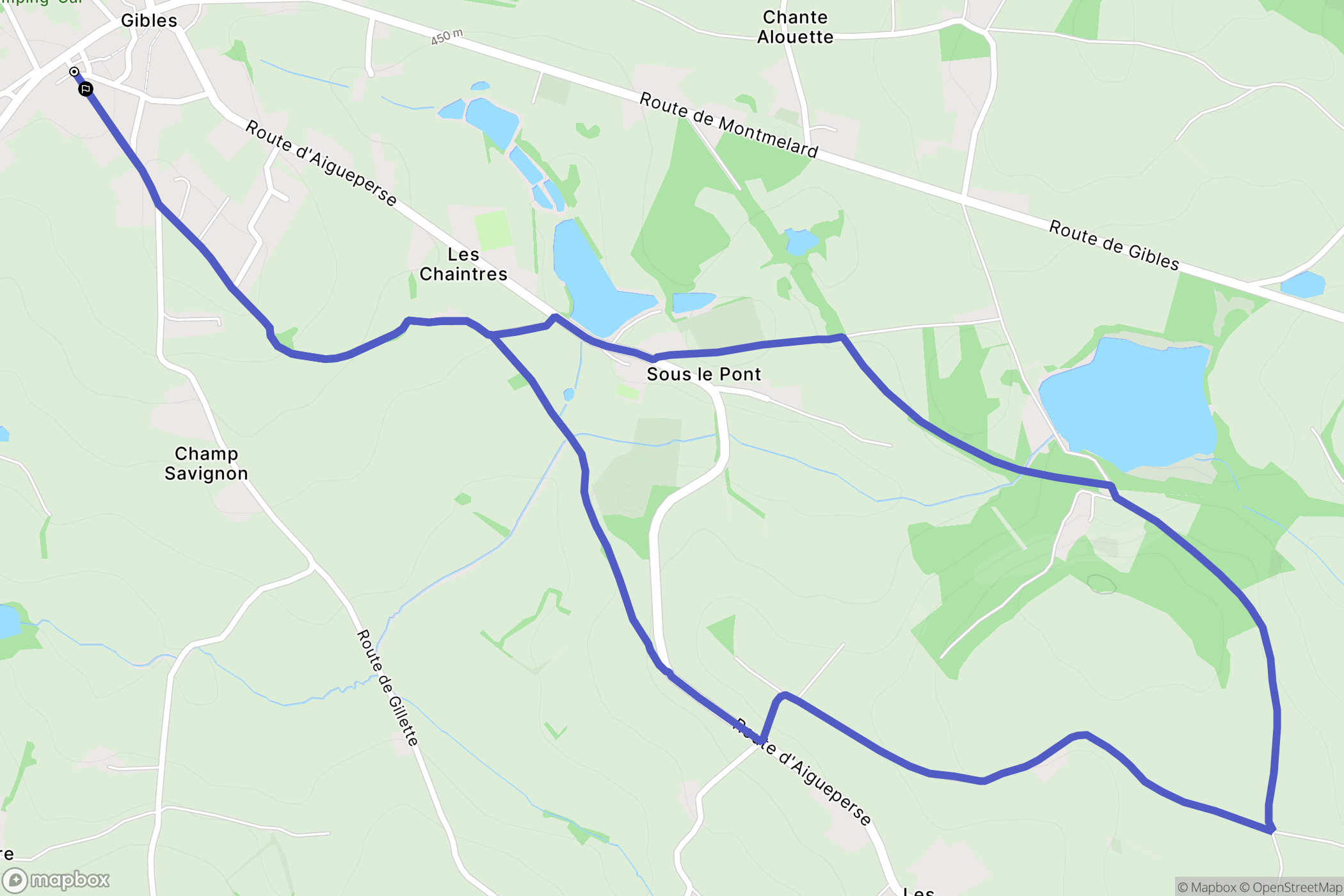 Gibles : carte du parcours de randonnée - France