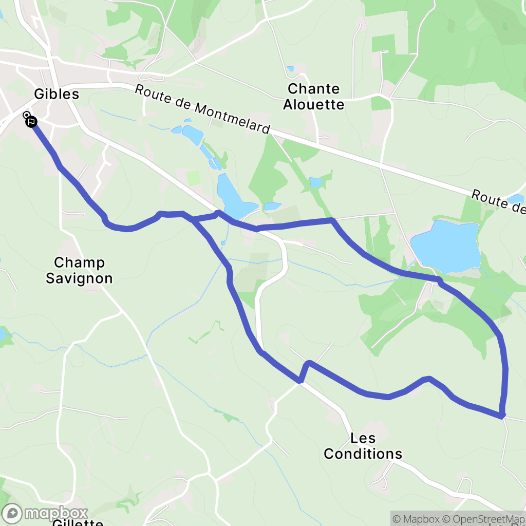 Gibles : carte du parcours de randonnée - France