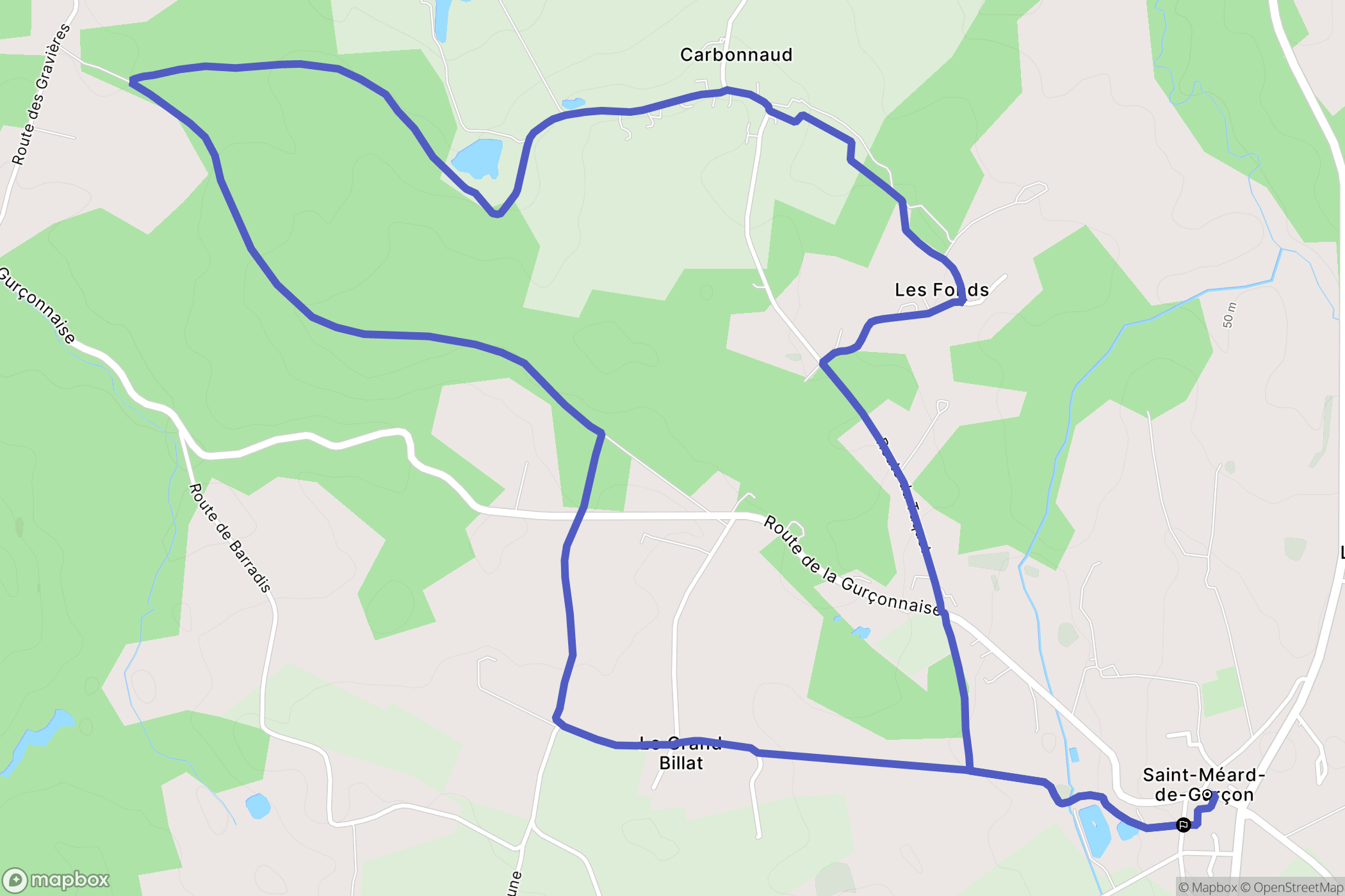 Saint-Méard-de-Gurçon : carte du parcours de randonnée - France