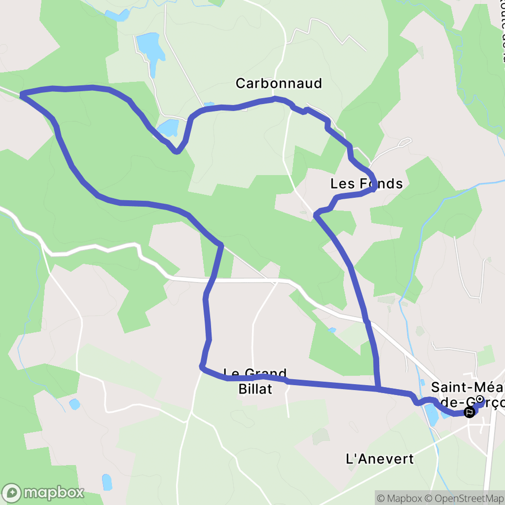 Saint-Méard-de-Gurçon : carte du parcours de randonnée - France