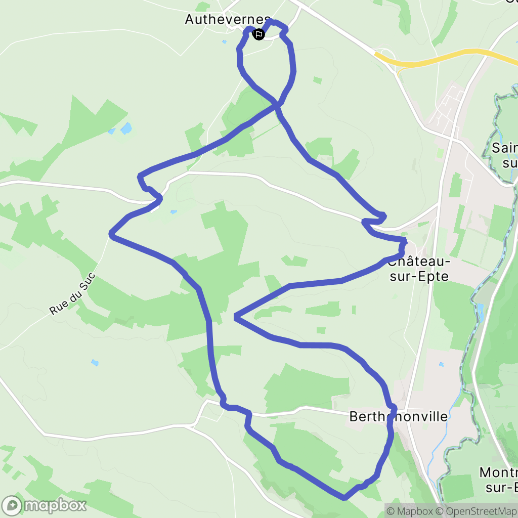 Authevernes : carte du parcours de randonnée - France