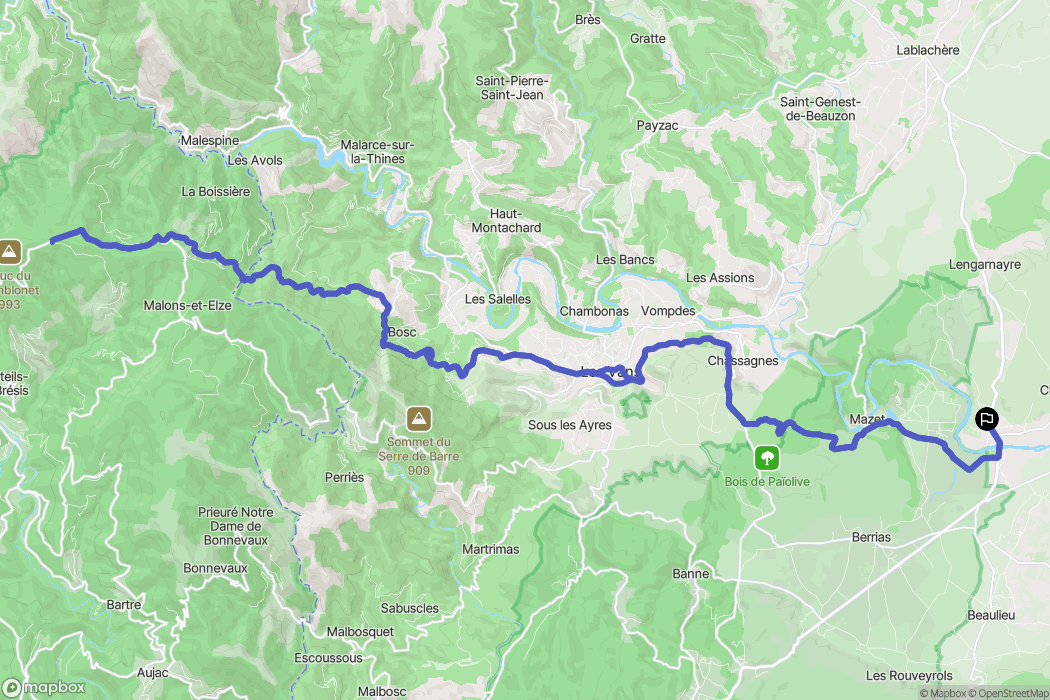 Chandolas : carte du parcours de randonnée - France