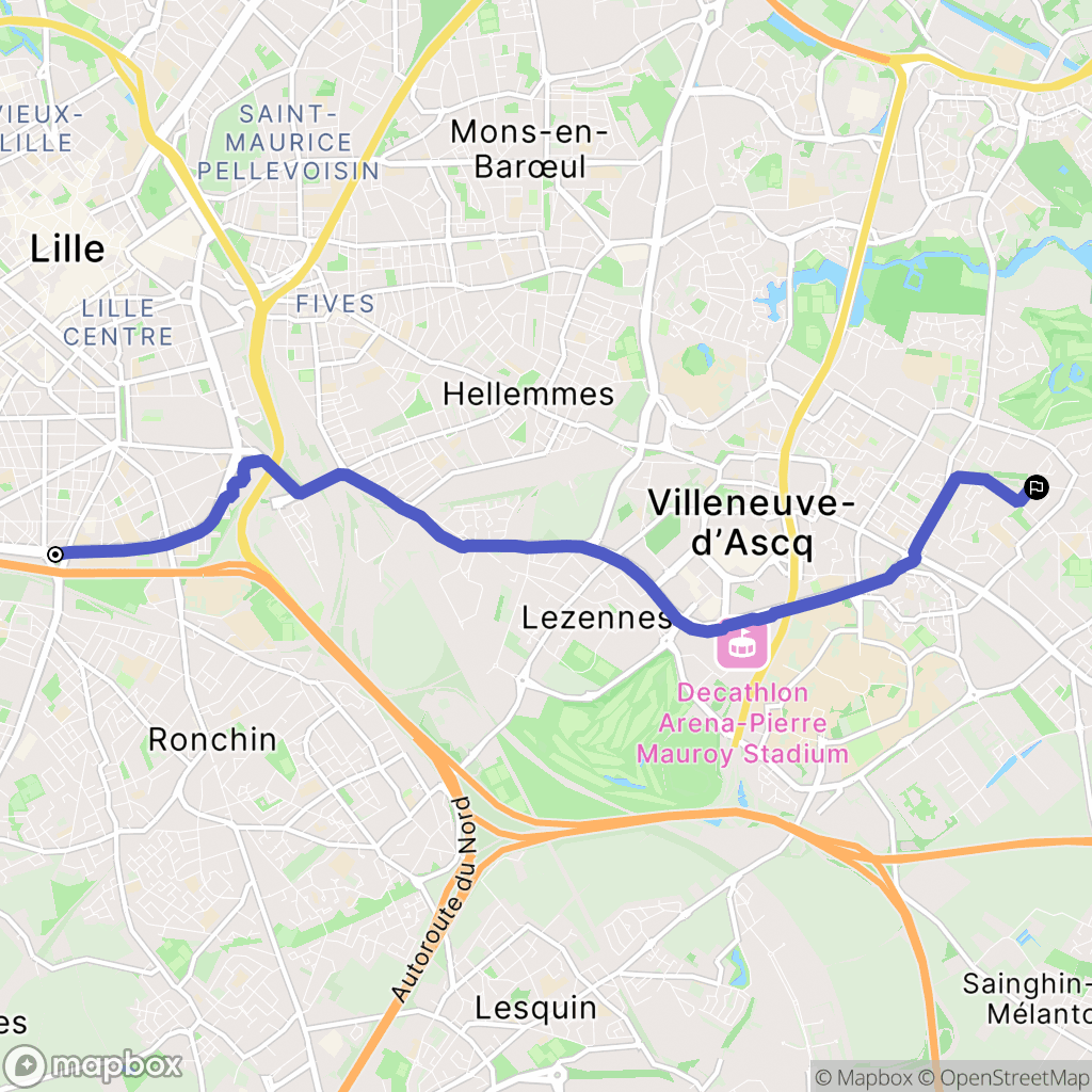 Lille : carte du parcours de randonnée - France