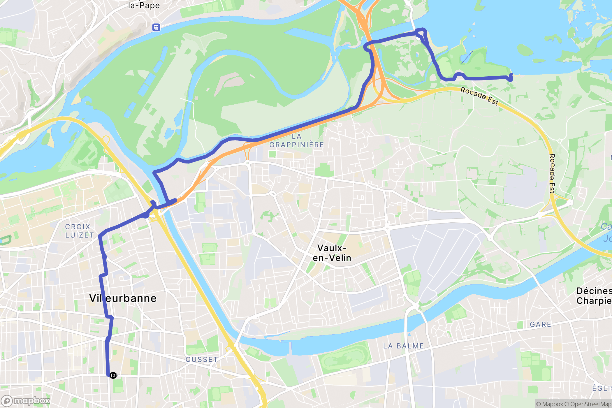 Villeurbanne : carte du parcours de randonnée - France
