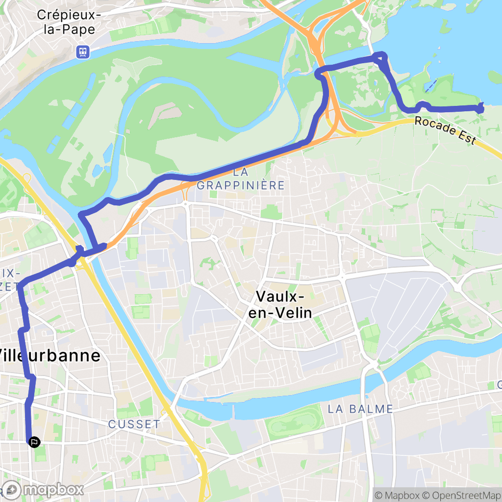 Villeurbanne : carte du parcours de randonnée - France