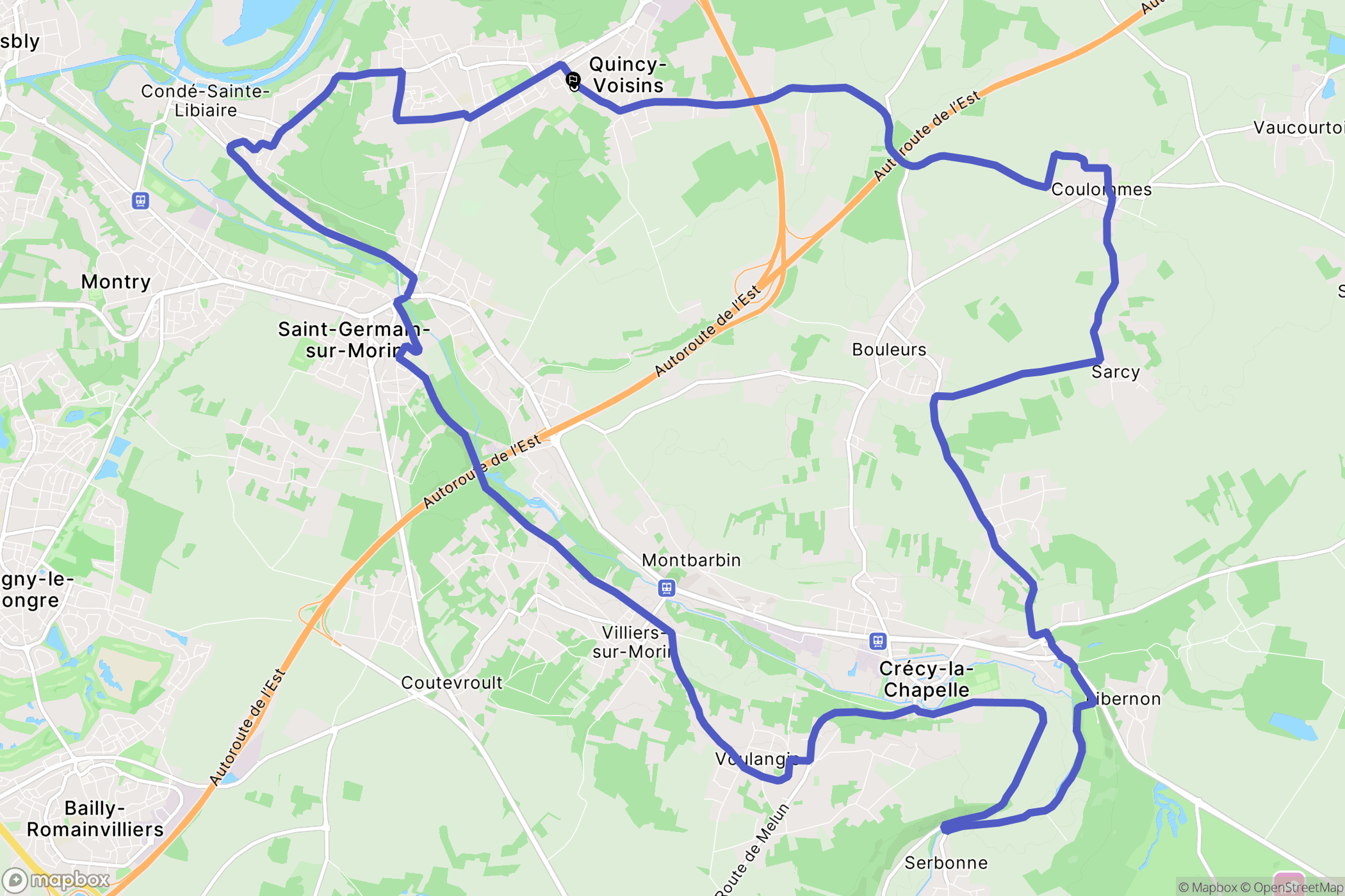 Quincy-Voisins : carte du parcours de randonnée - France