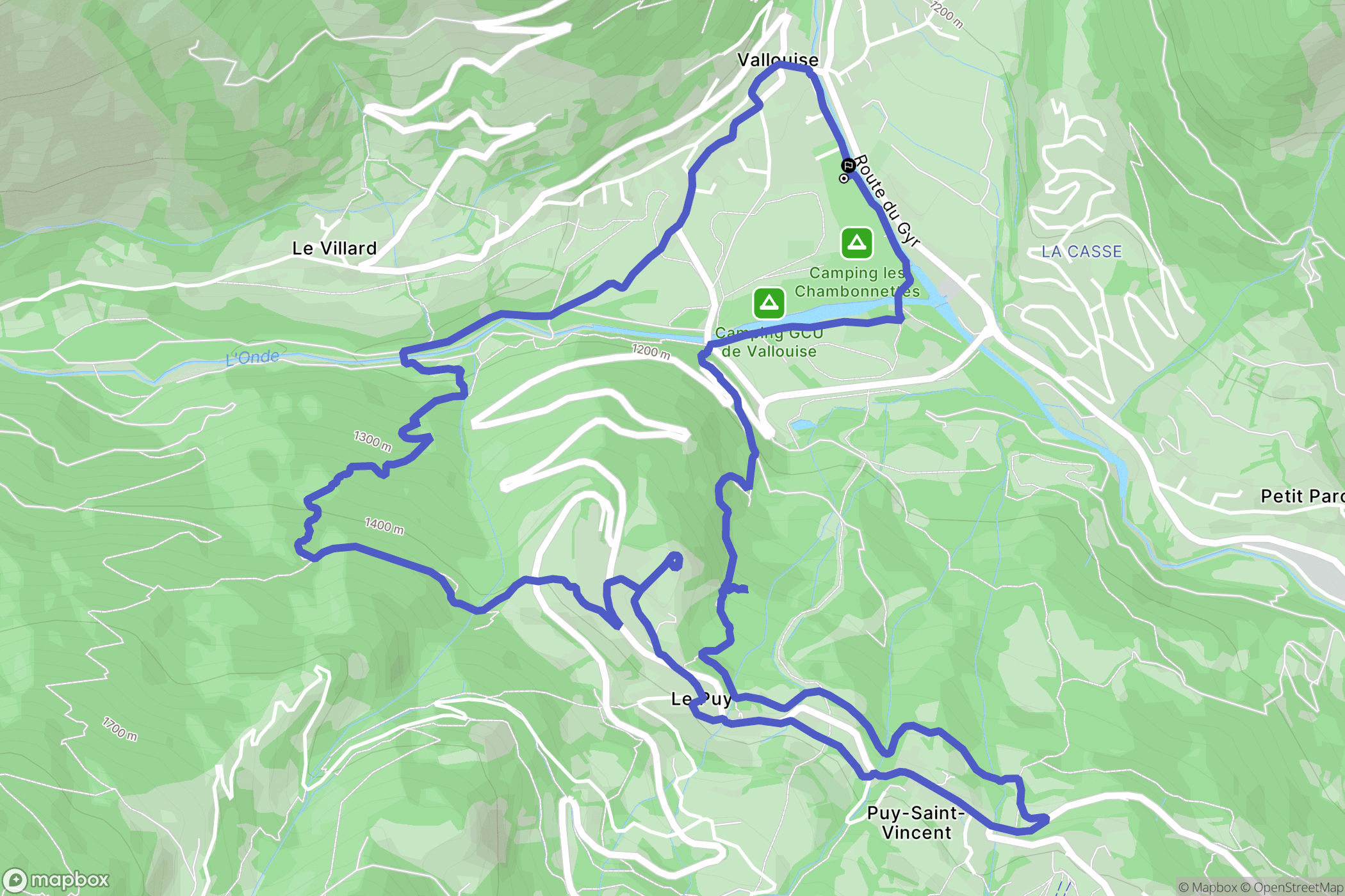 Vallouise-Pelvoux : carte du parcours de randonnée - France