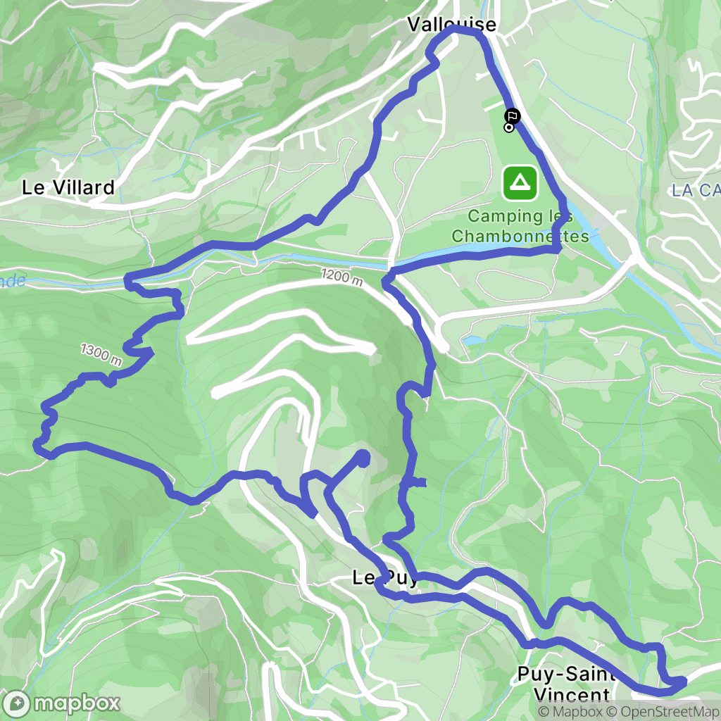 Vallouise-Pelvoux : carte du parcours de randonnée - France