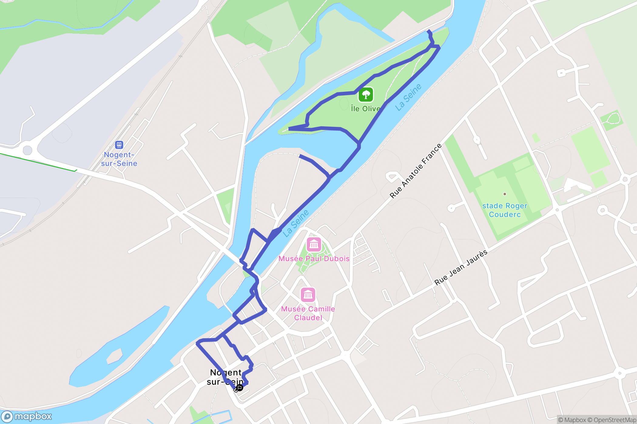 Nogent-sur-Seine : carte du parcours de randonnée - France