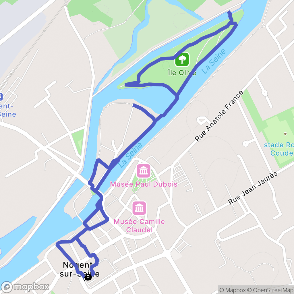 Nogent-sur-Seine : carte du parcours de randonnée - France