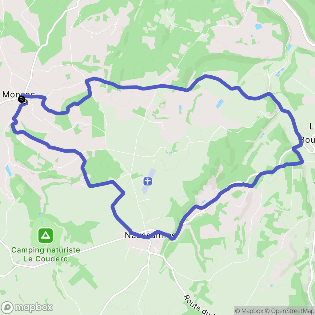 Monsac : carte du parcours de randonnée - France