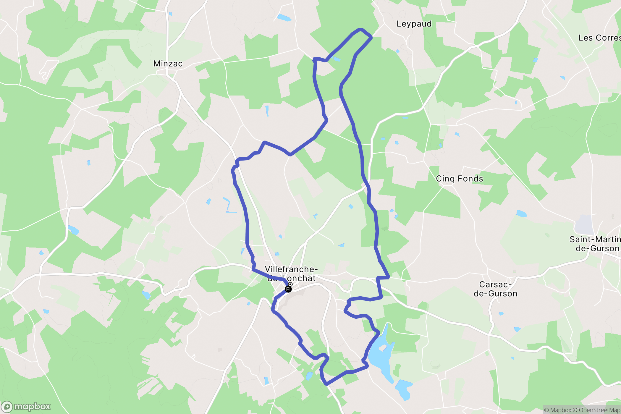 Villefranche-de-Lonchat : carte du parcours de randonnée - France