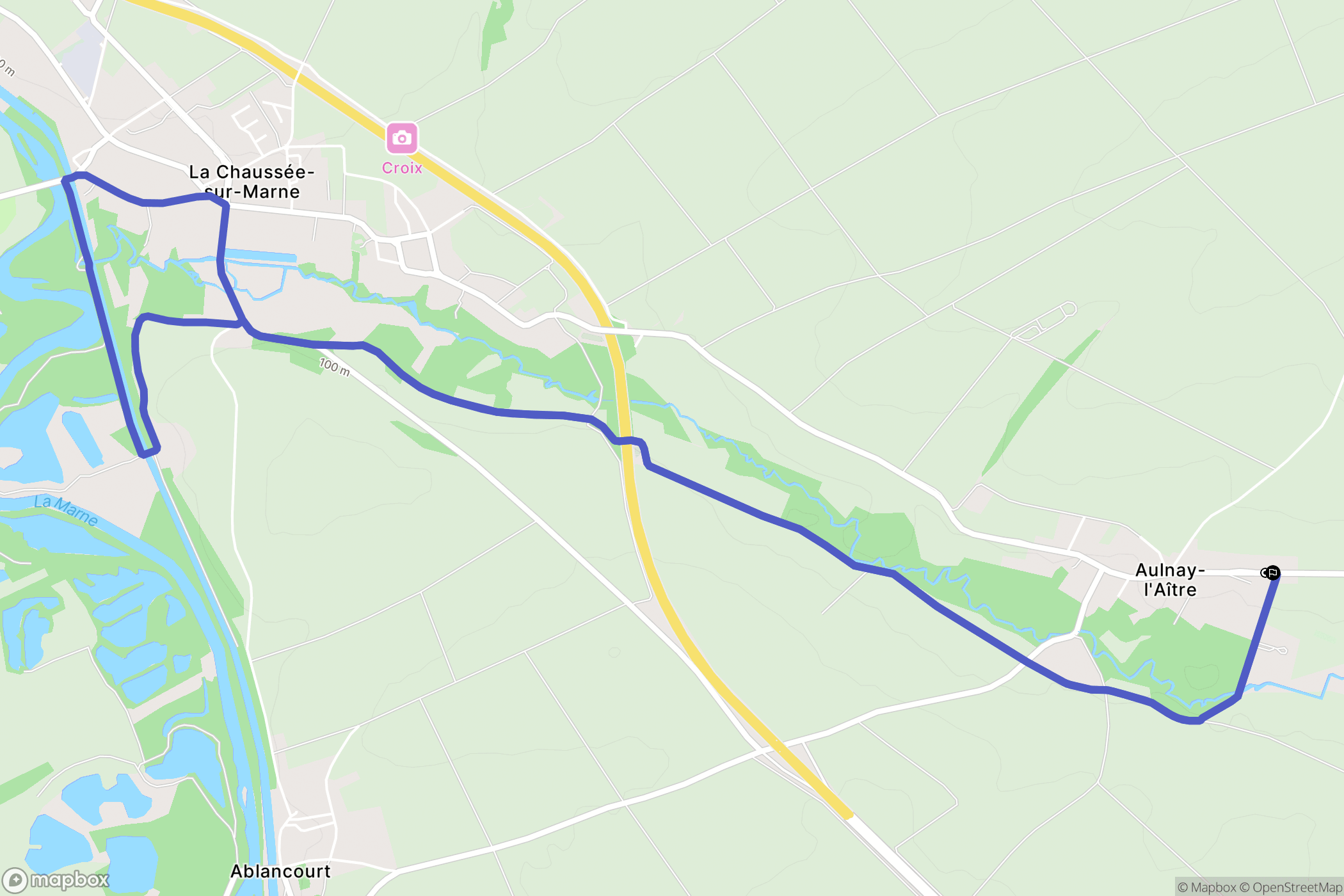Aulnay-l'Aître : carte du parcours de randonnée - France