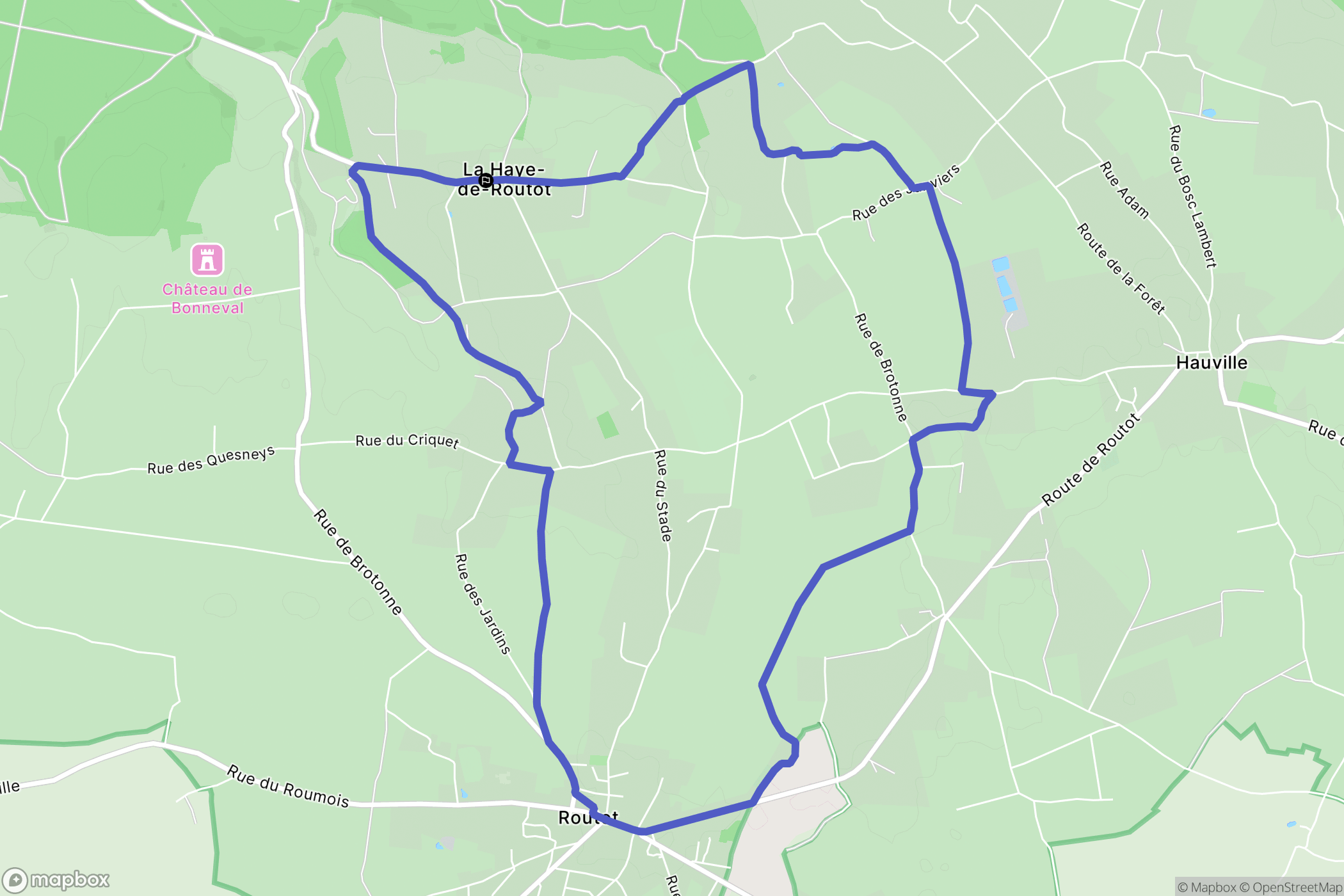La Haye-de-Routot : carte du parcours de randonnée - France