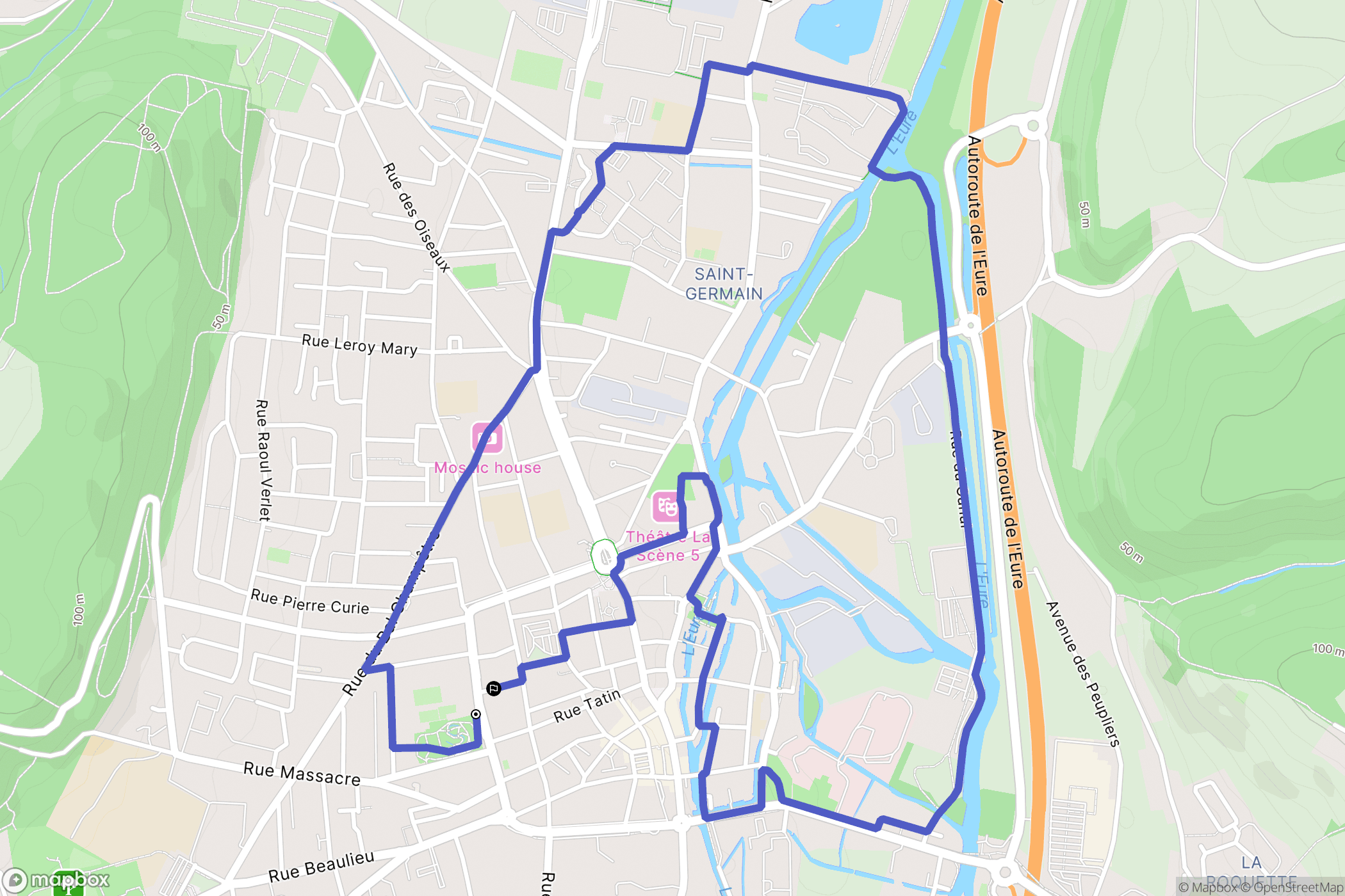 Louviers : carte du parcours de randonnée - France