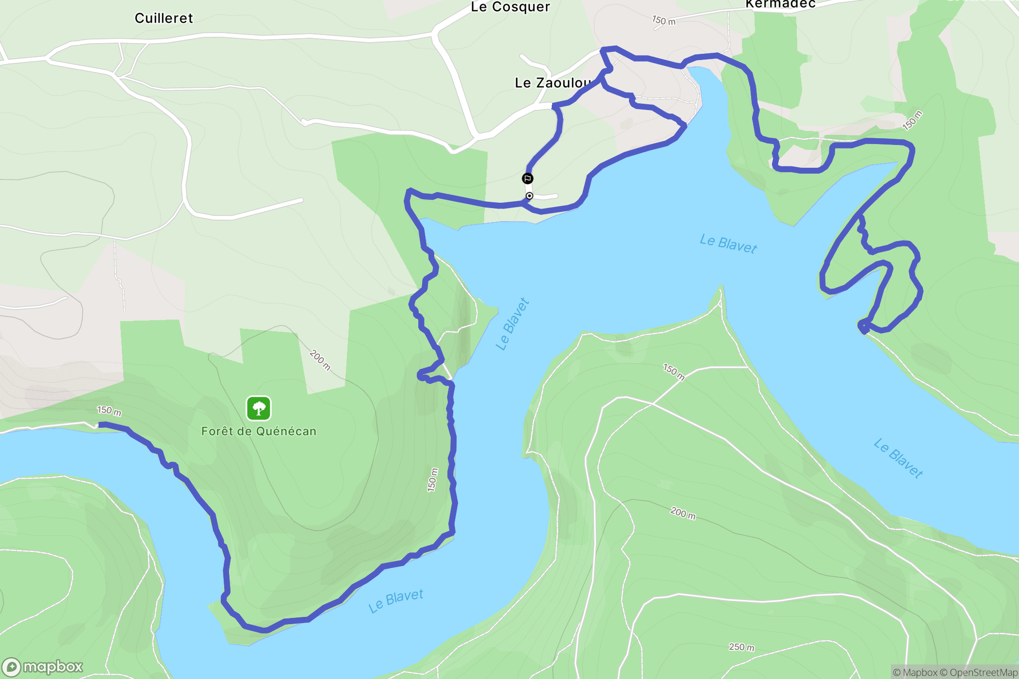 Bon Repos sur Blavet : carte du parcours de randonnée - France