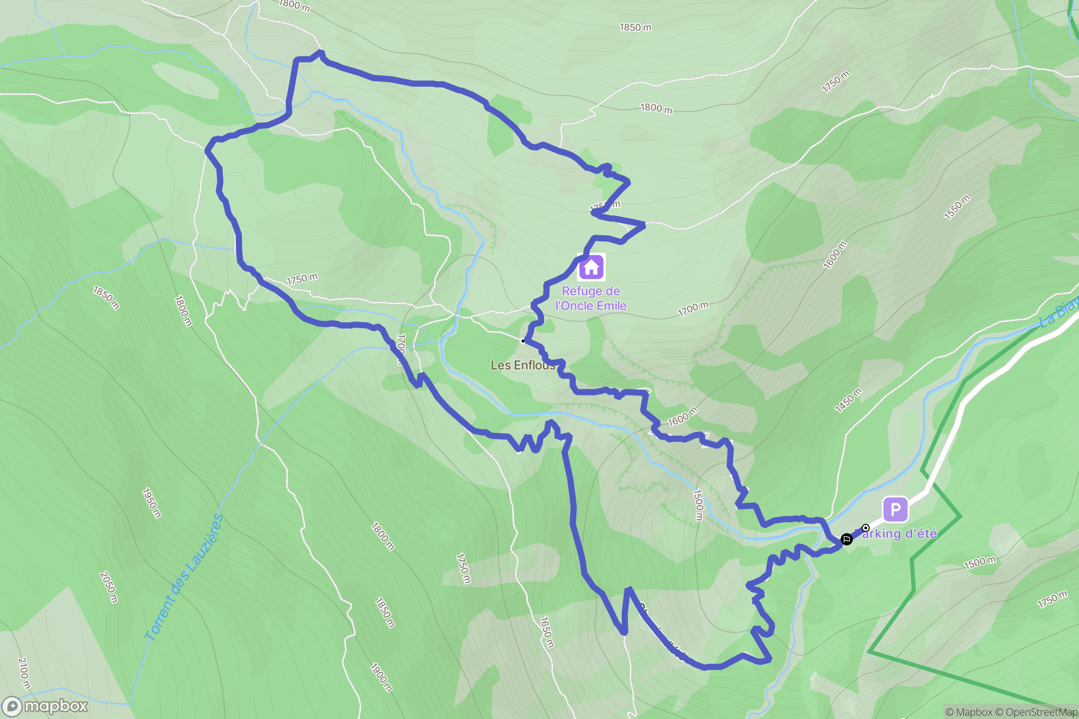 Freissinières : carte du parcours de randonnée - France