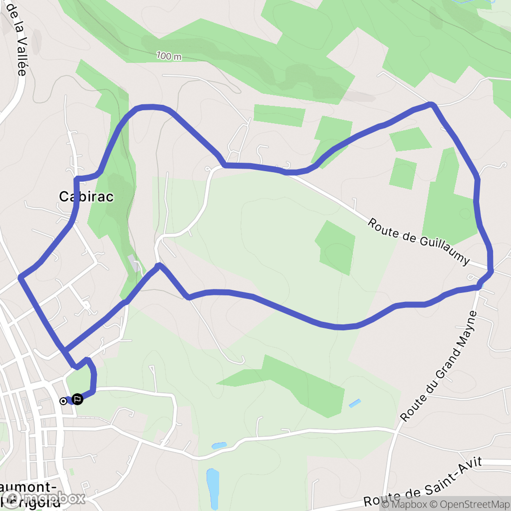Beaumontois-en-Périgord : carte du parcours de randonnée - France
