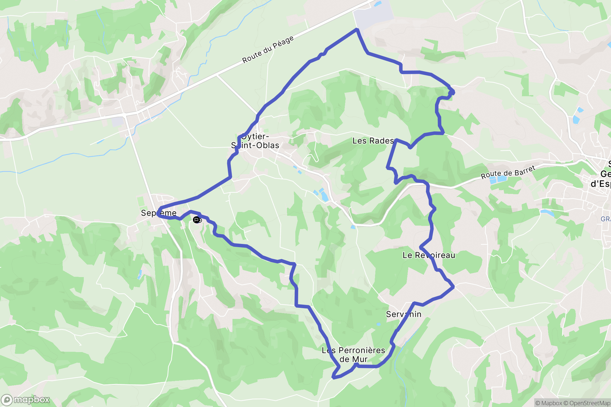 Septème : carte du parcours de randonnée - France