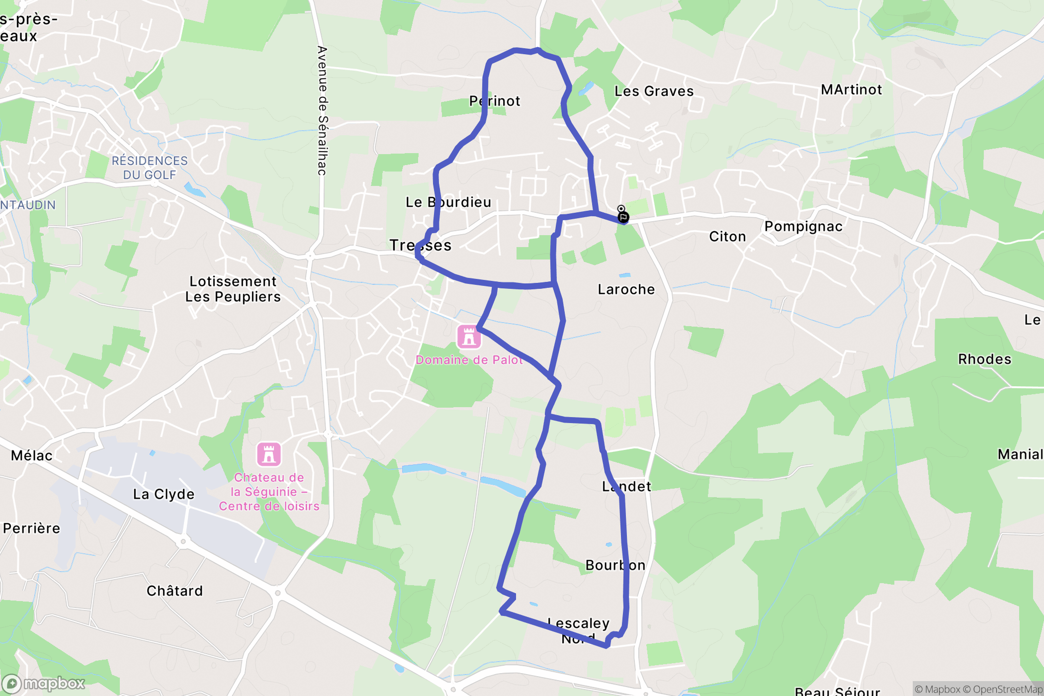 Pompignac : carte du parcours de randonnée - France