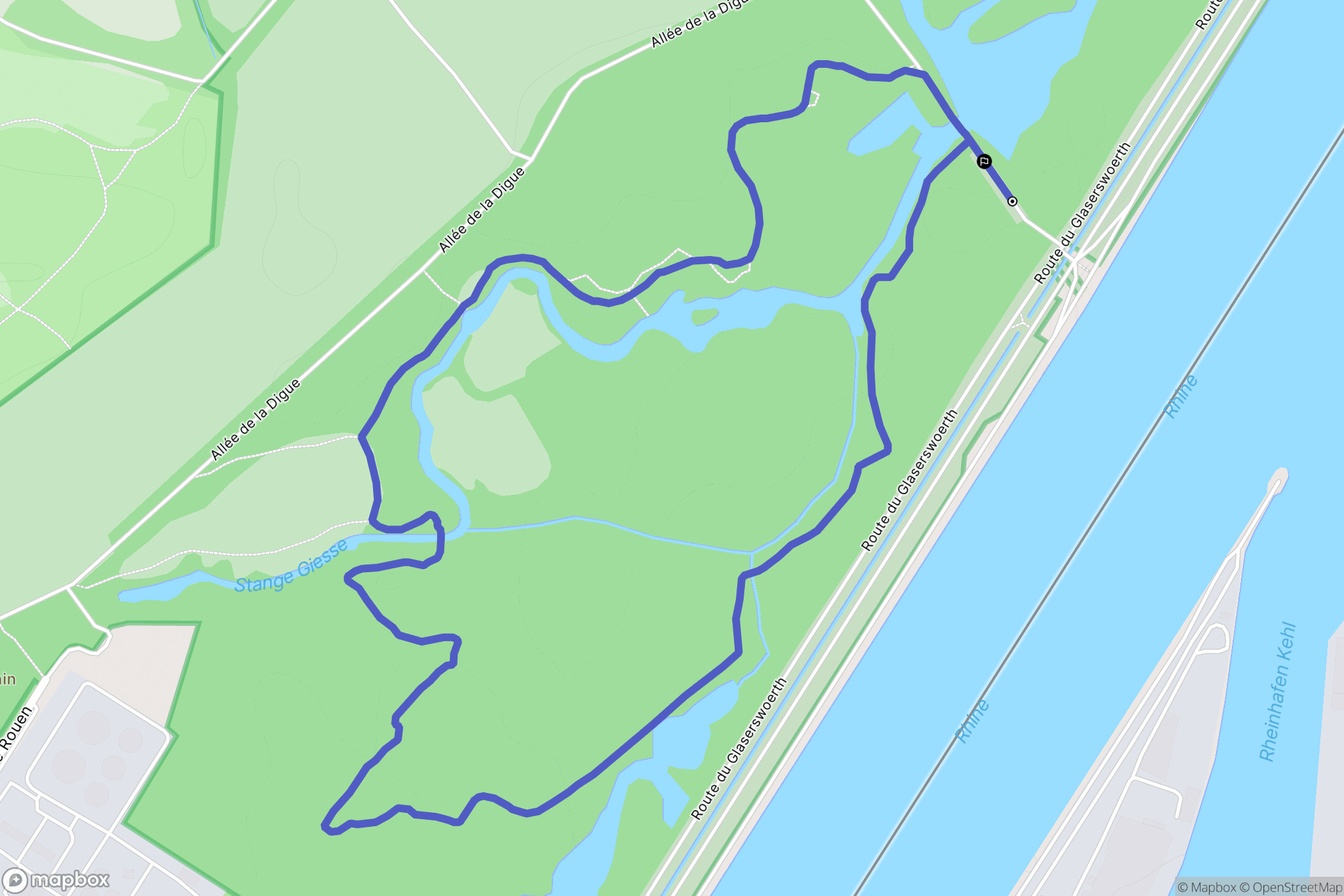 Robertsau : carte du parcours de randonnée - France