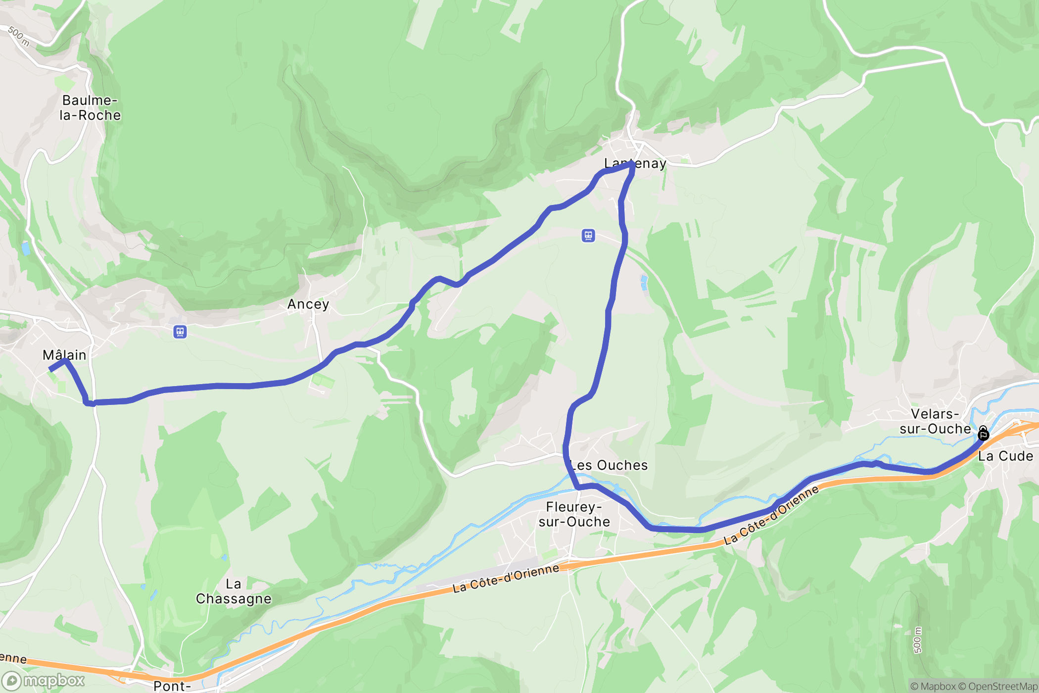 Velars-sur-Ouche : carte du parcours de randonnée - France