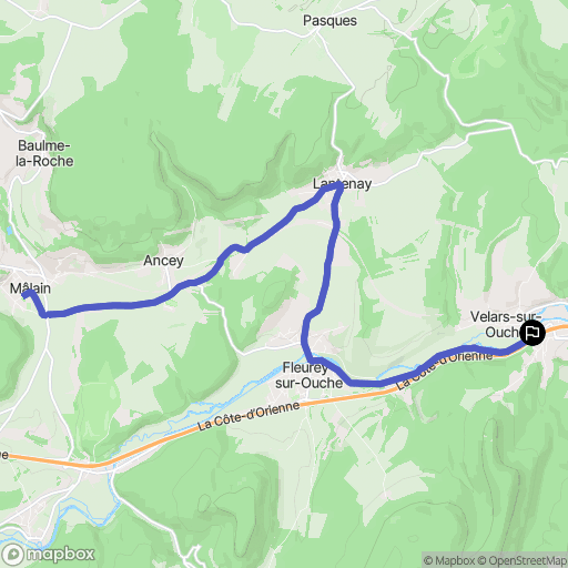 Velars-sur-Ouche : carte du parcours de randonnée - France