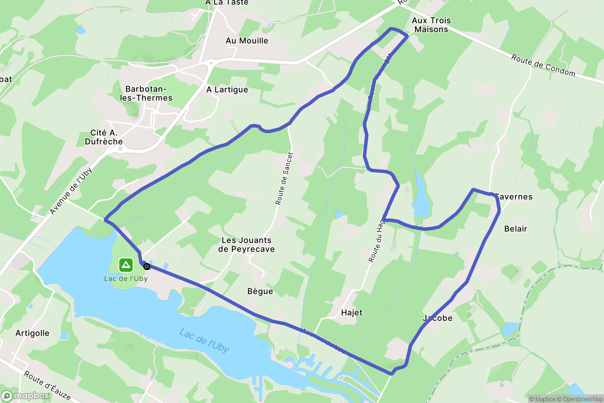 Cazaubon : carte du parcours de randonnée - France
