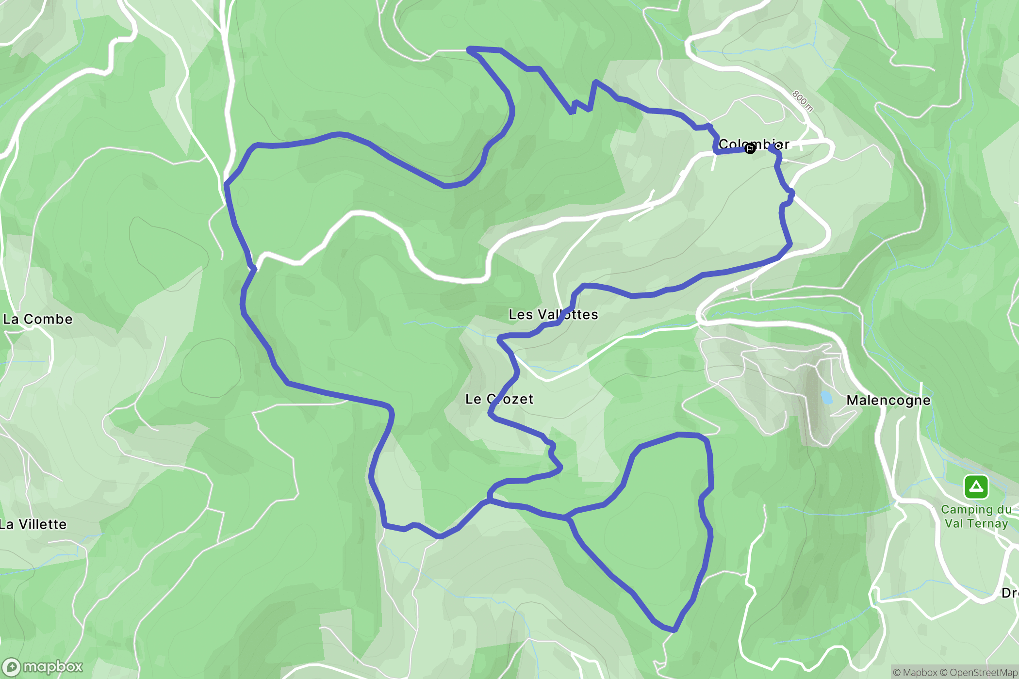 Colombier : carte du parcours de randonnée - France