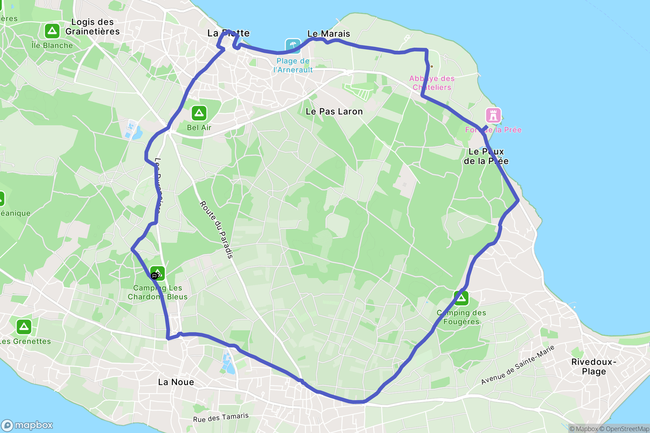 Sainte-Marie-de-Ré : carte du parcours de randonnée - France
