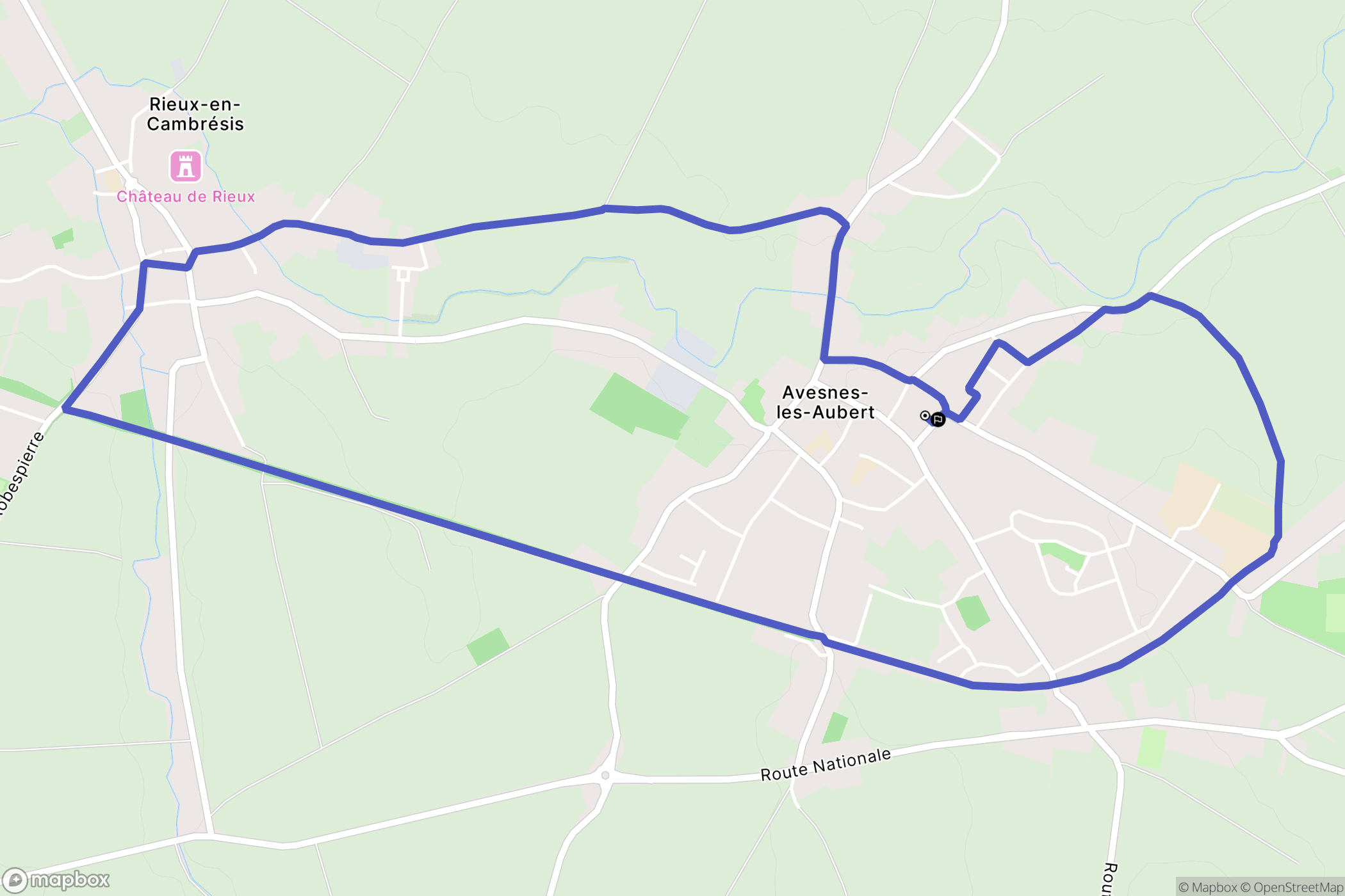 Avesnes-les-Aubert : carte du parcours de randonnée - France