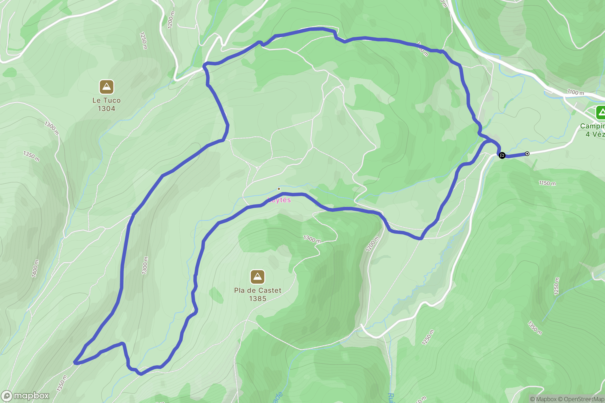 Ancizan : carte du parcours de randonnée - France