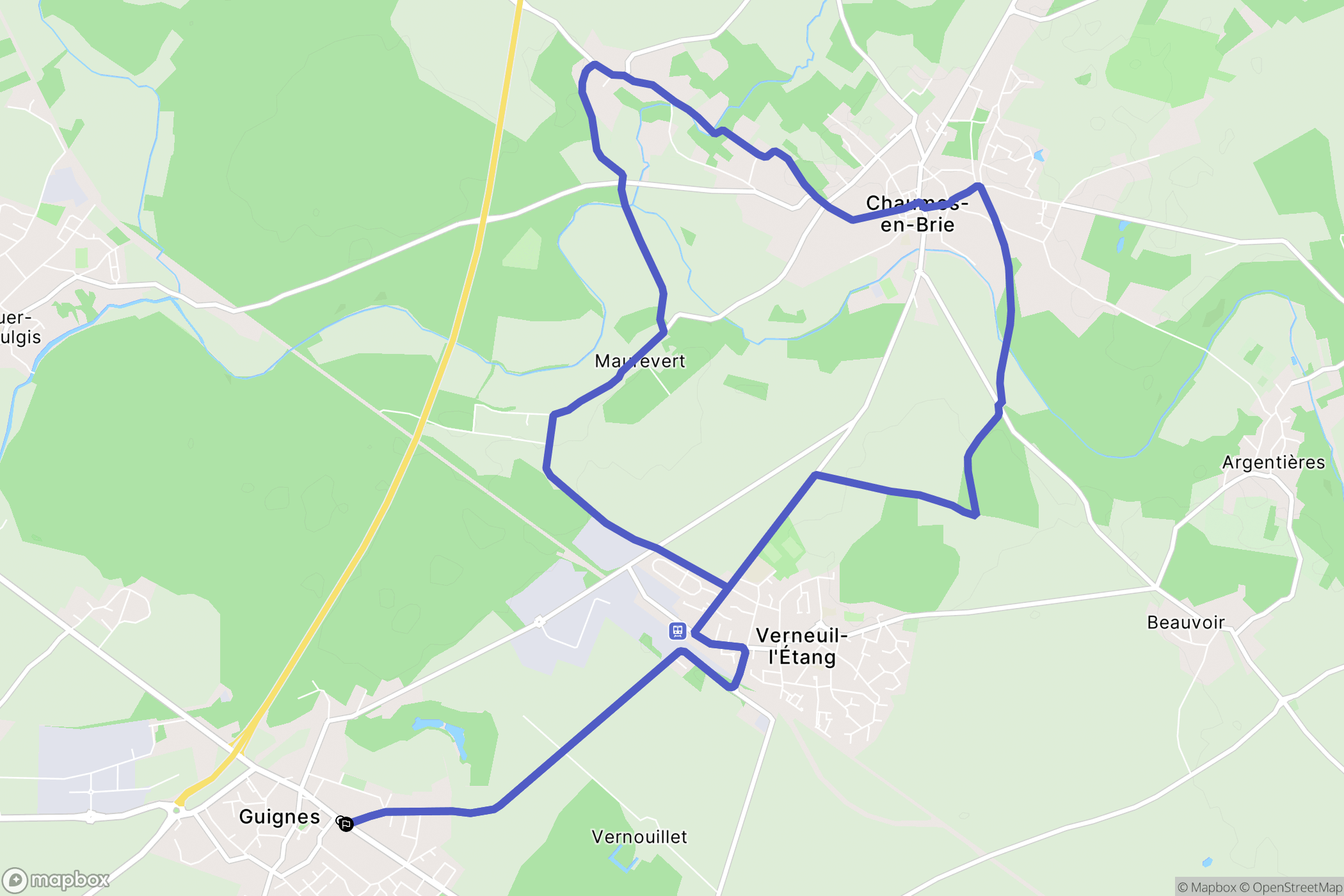 Guignes : carte du parcours de randonnée - France