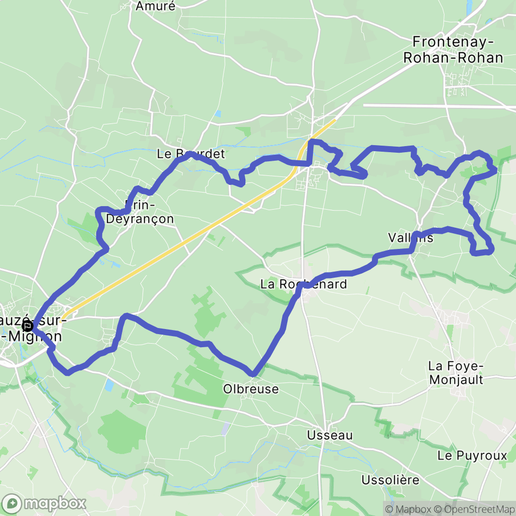Mauzé-sur-le-Mignon : carte du parcours de randonnée - France